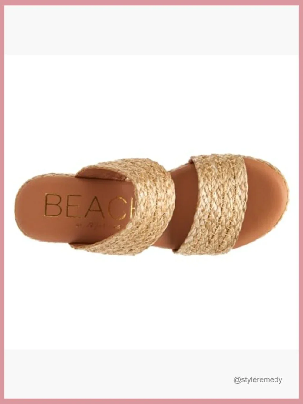 Platform Wedge Sandals - Woven Raffia Upper - Block Heel - Slip On Style